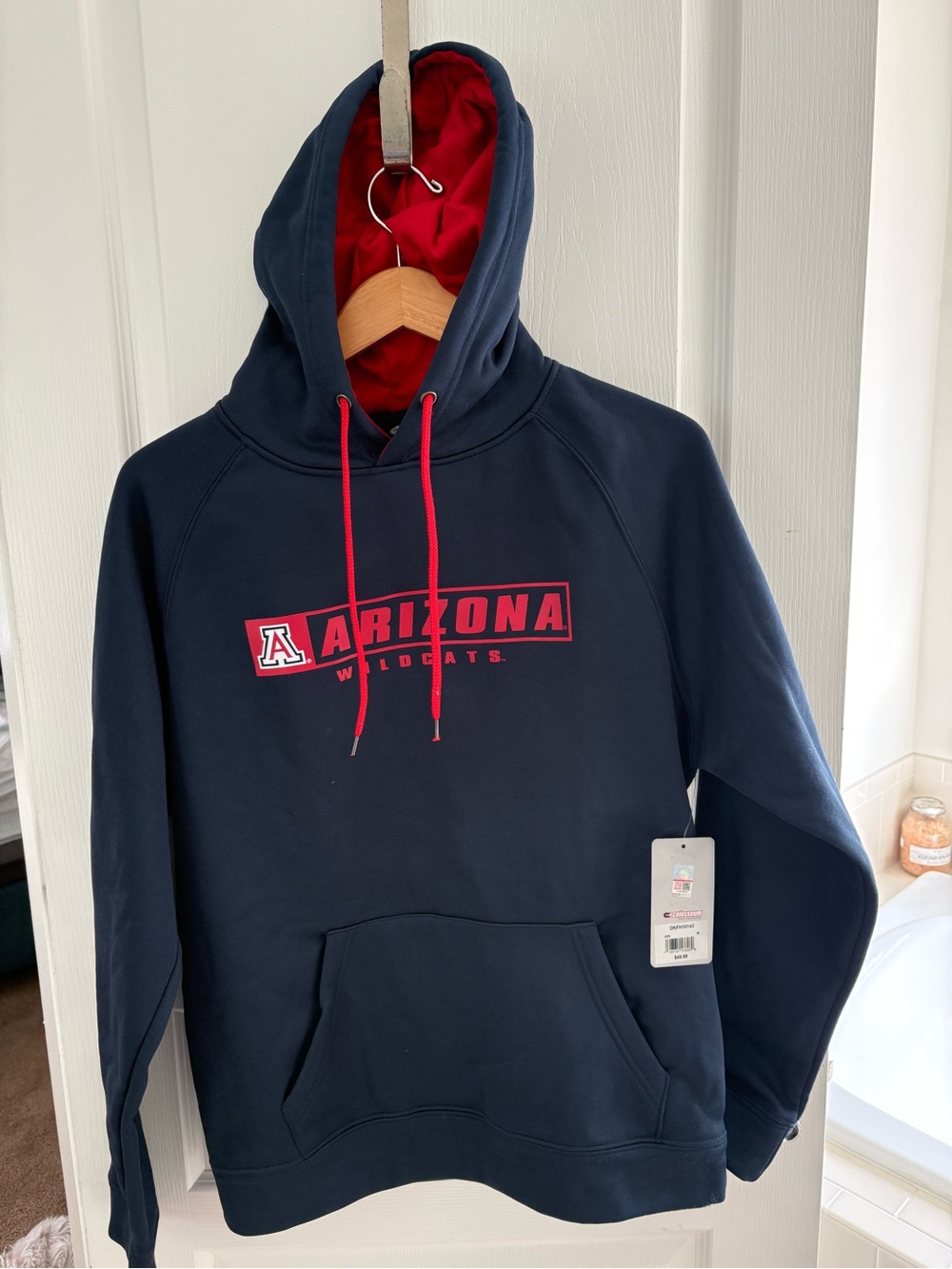 Colosseum Navy and Red Arizona Wildcats Crewneck Hoodie